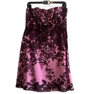 The Limited Mauve, Pink and Purple Strapless Floral Dress Size 10 NEW